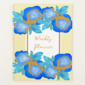 Watercolour Blue Gold Roses Weekly Planer (Vorderseite)