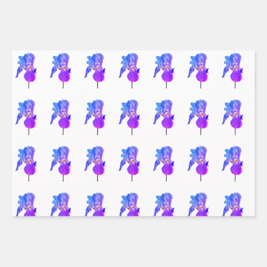 Watercolour Blue Iris Gift Wrapping Paper Sheets Geschenkpapier Set (Vorderseite 2)