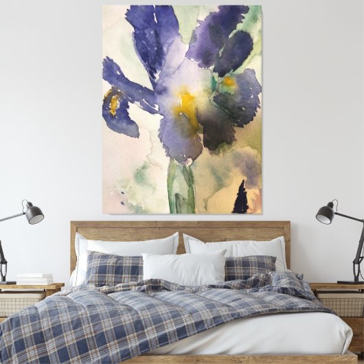 Watercolour Blue Iris Leinwanddruck (Insitu (Schlafzimmer))