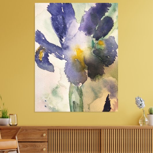Watercolour Blue Iris Leinwanddruck (Insitu (Wohnzimmer))