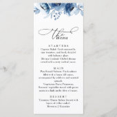 Watercolour Blush Floral Dusty Blue Wedding Menükarte (Vorderseite)