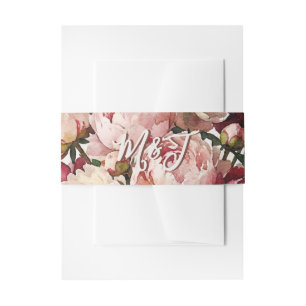 Watercolour-Blüten Romantische Pfingstrosen-Hoch Einladungsbanderole