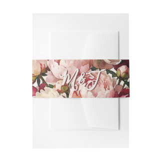 Watercolour-Blüten | Romantische Pfingstrosen-Hoch Einladungsbanderole