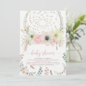 watercolour Boho flower Dreamcatcher Baby Shower Einladung (Stehend Vorderseite)