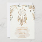 watercolour Boho flower Dreamcatcher Baby Shower Einladung (Vorderseite)