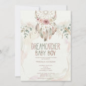 watercolour Boho flower Dreamcatcher Baby Shower Einladung (Vorderseite)