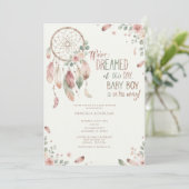 watercolour Boho flower Dreamcatcher Baby Shower Einladung (Stehend Vorderseite)