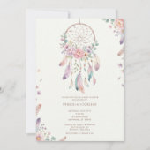 watercolour Boho flower Dreamcatcher Baby Shower Einladung (Vorderseite)