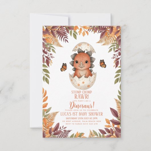 watercolour butterfly Dinosaur Baby Shower Einladung (Vorderseite)