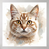 “Watercolour Cat Art – Cute Feline Painting Poster (Vorne)