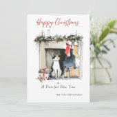 Watercolour Cat-themed Sketch Christmas Card Einladung (Stehend Vorderseite)