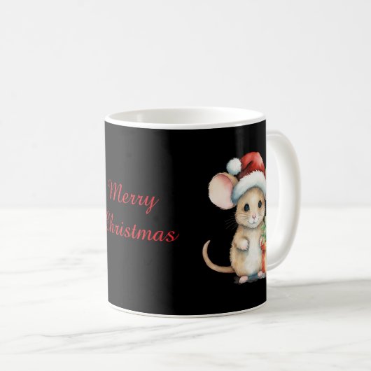 Watercolour Christmas Mouse Kaffeetasse (VorderseiteRechts)