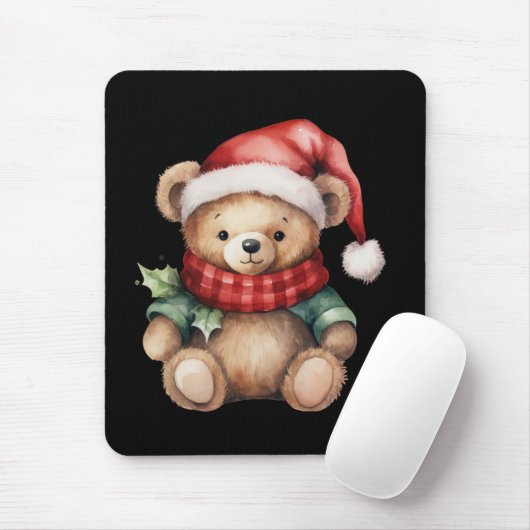 Watercolour Christmas Teddy Bear Mousepad (Mit Mouse)