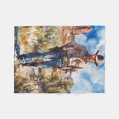 Watercolour Cowboy in Desert Fleecedecke (Vorderseite (Horizontal))