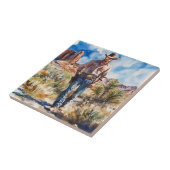 Watercolour Cowboy in Desert Fliese (Seite)