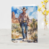 Watercolour Cowboy in Desert Karte (Gelbe Blume)