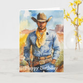 Watercolour Cowboy in Desert Karte (Gelbe Blume)