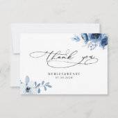 Watercolour Dusty Blue Floral Elegant Wedding Dankeskarte (Vorderseite)