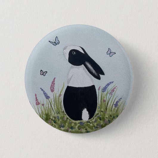 Watercolour Dutch Bunny Rabbit Button (Vorderseite)