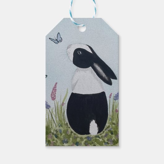 Watercolour Dutch Bunny Rabbit Geschenkanhänger (Vorderseite)