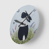 Watercolour Dutch Bunny Rabbit Runde Wanduhr (Winkel)