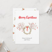 Watercolour elegant christmas Flat Greeting Card Karte (Vorderseite/Rückseite Beispiel)