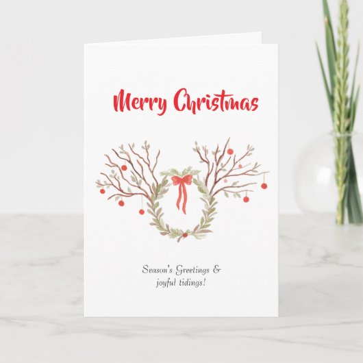 watercolour elegant christmas Folded Greeting Card Karte (Vorderseite)