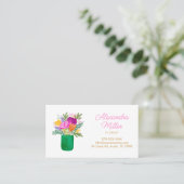 Watercolour Floral Bouquet Florist Visitenkarte (Stehend Vorderseite)