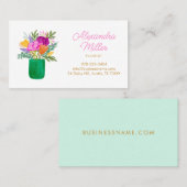 Watercolour Floral Bouquet Florist Visitenkarte (Vorne/Hinten)