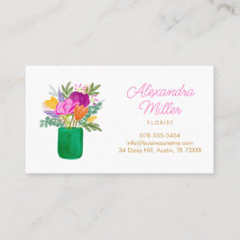 Watercolour Floral Bouquet Florist Visitenkarte