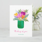 Watercolour Floral Bouquet Thinking of You Dankeskarte (Stehend Vorderseite)