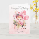 Watercolour Floral Fairy Birthday Card Karte (Gelbe Blume)