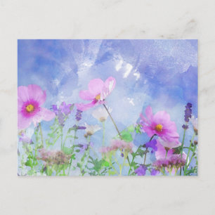 Watercolour flowers postkarte