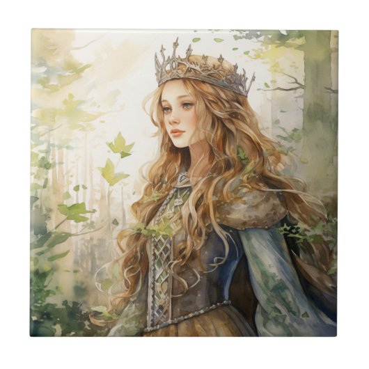 Watercolour Forest Princess Fliese (Vorderseite)