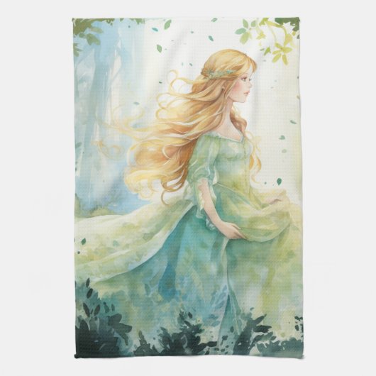 Watercolour Forest Princess Geschirrtuch (Vertikal)