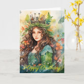 Watercolour Forest Princess Karte (Gelbe Blume)