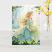 Watercolour Forest Princess Karte (Gelbe Blume)