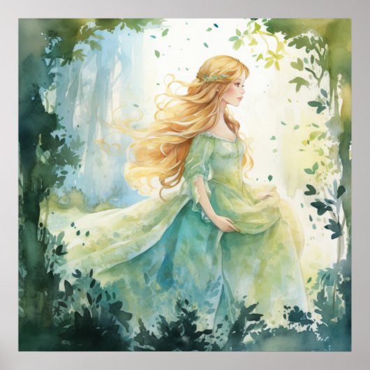 Watercolour Forest Princess Poster (Vorne)