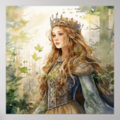 Watercolour Forest Princess Poster (Vorne)