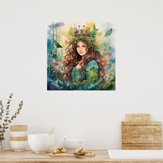 Watercolour Forest Princess Poster (Küche)
