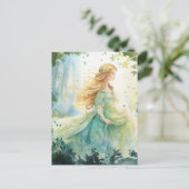 Watercolour Forest Princess Postkarte (Stehend Vorderseite)