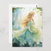 Watercolour Forest Princess Postkarte (Vorne/Hinten)