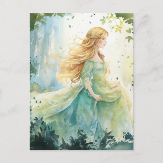 Watercolour Forest Princess Postkarte (Vorderseite)