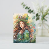 Watercolour Forest Princess Postkarte (Stehend Vorderseite)