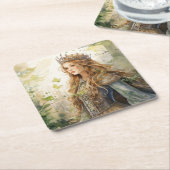 Watercolour Forest Princess Rechteckiger Pappuntersetzer (angewinkelt)