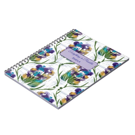 Watercolour Iris Floral Wreath Notebook Notizblock (Linke Seite)
