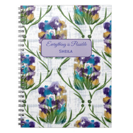 Watercolour Iris Floral Wreath Notebook Notizblock