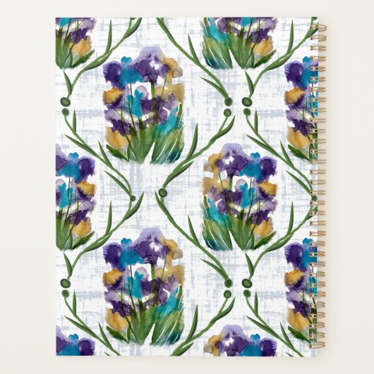 Watercolour Iris Floral Wreath Notebook Planer (Rückseite)