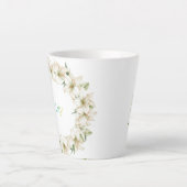 Watercolour Lily Wreath Floral Name Gift for Mum Milchtasse (Vorderseite)