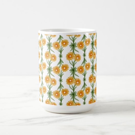 Watercolour Orange Daisy Pattern Kaffeetasse (Mittel)